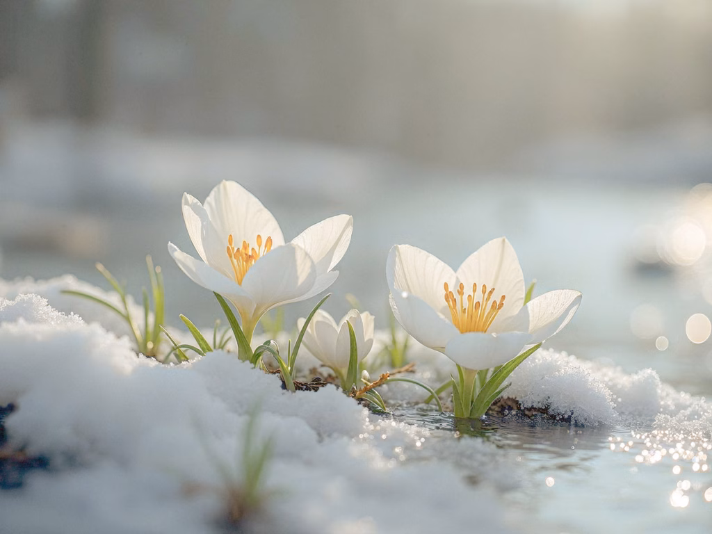 Weisse Blüte im Schnee